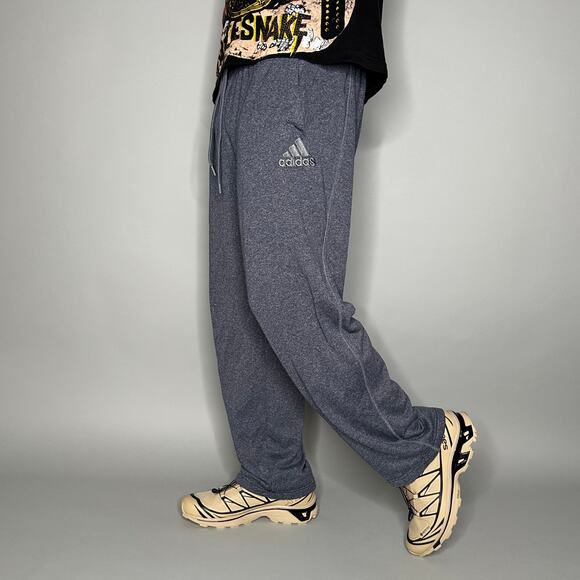 adidas Other - Adidas Sweatpants Heather Blue Cotton Baggy Wide Leg Embroidered